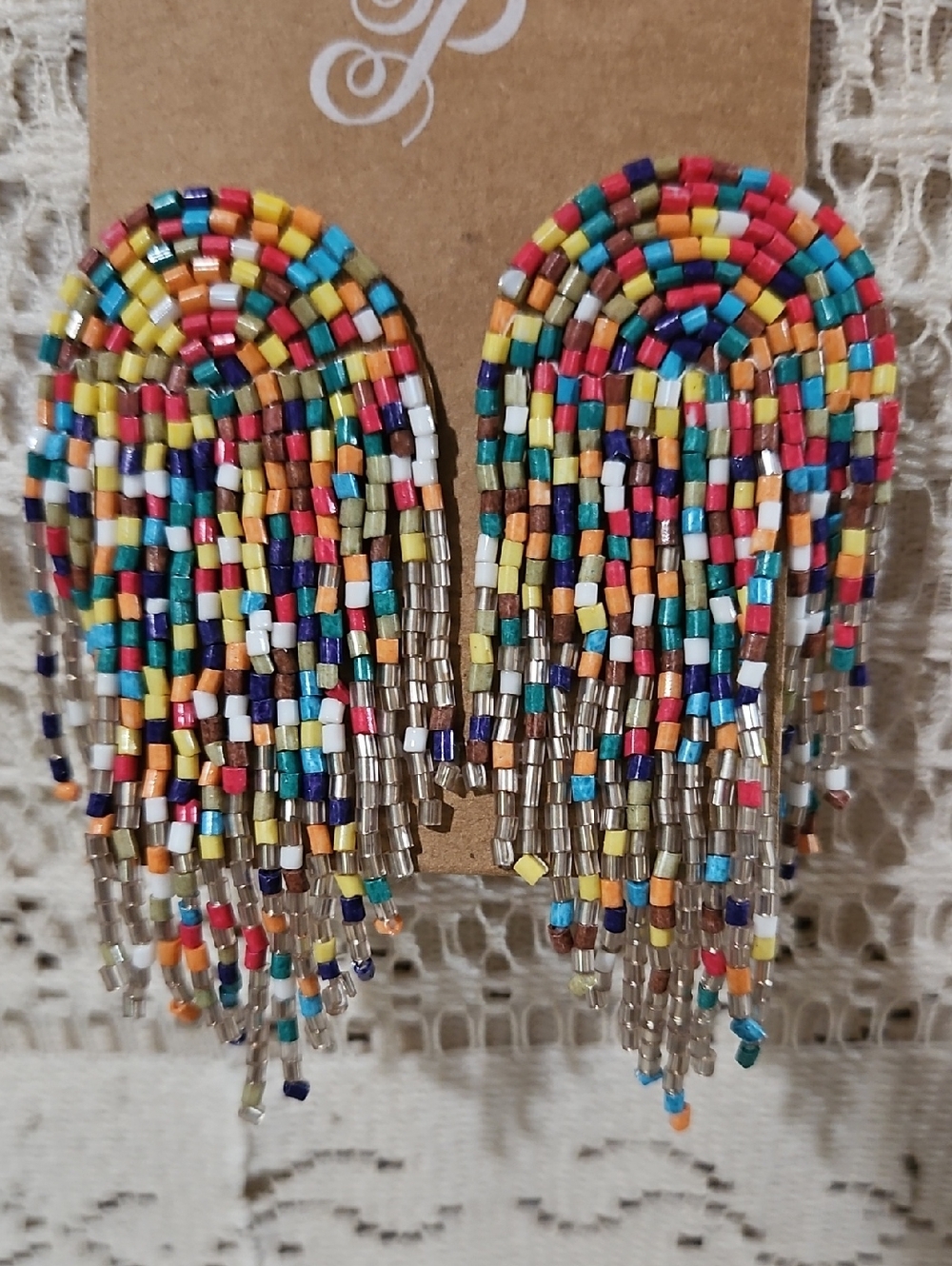 PLUNDER DESIGN "Kinley Reese" Multi-Colored Seed Bead Fringe Post Earrings